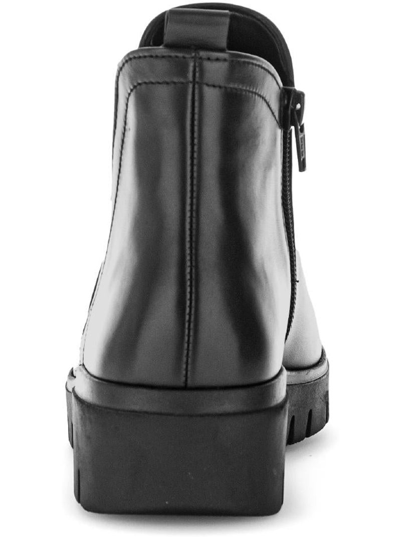 Bottines  en cuir lisse Noir - Kiabi