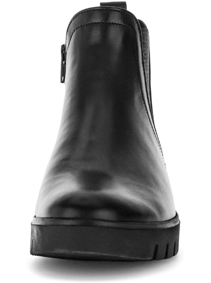 Bottines  en cuir lisse Noir - Kiabi