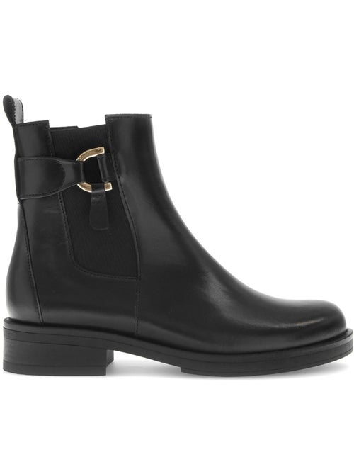 Bottines  en cuir lisse - Kiabi