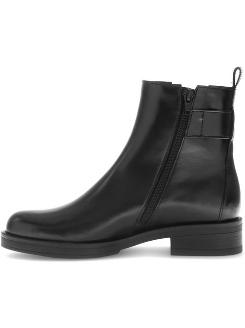 Bottines  en cuir lisse - Kiabi