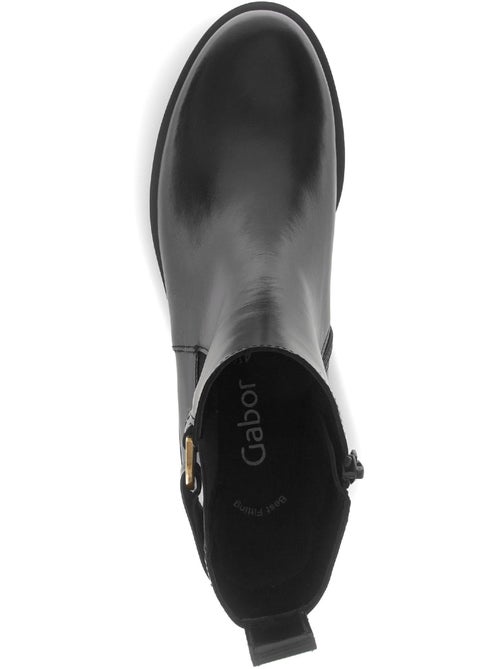 Bottines  en cuir lisse - Kiabi