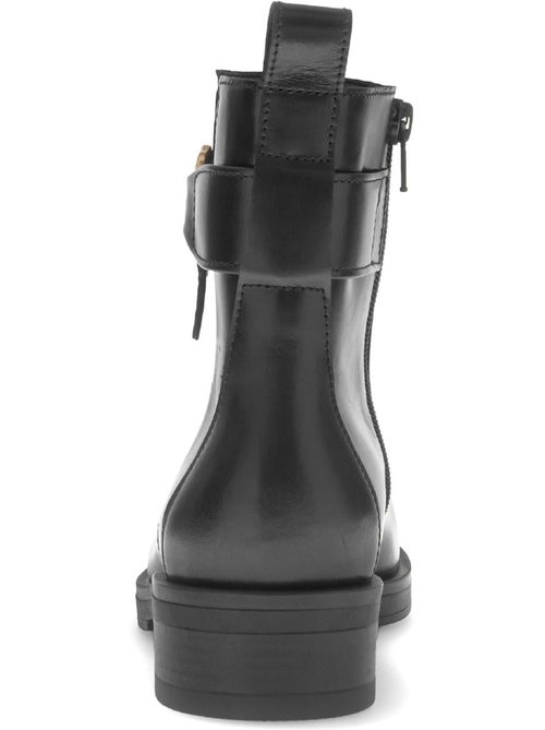 Bottines  en cuir lisse - Kiabi
