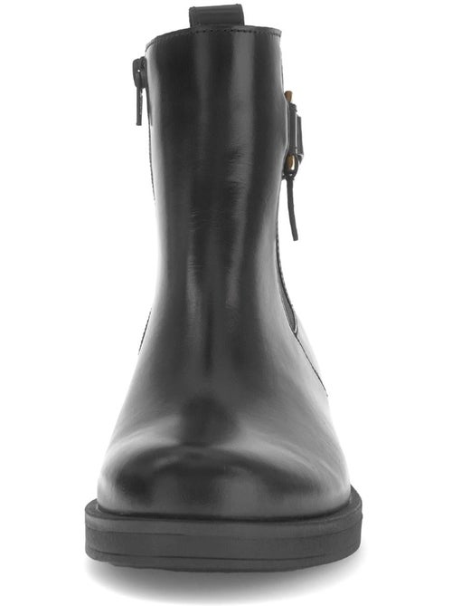 Bottines  en cuir lisse - Kiabi