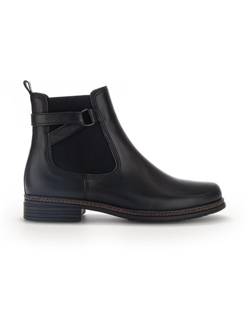Bottines  en cuir lisse - Kiabi