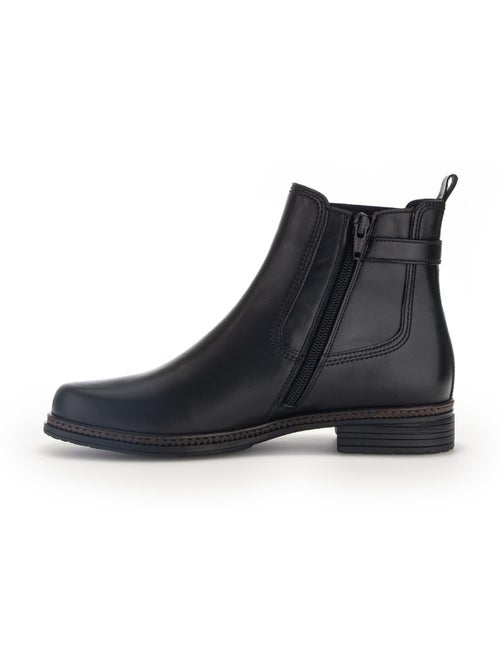 Bottines  en cuir lisse - Kiabi