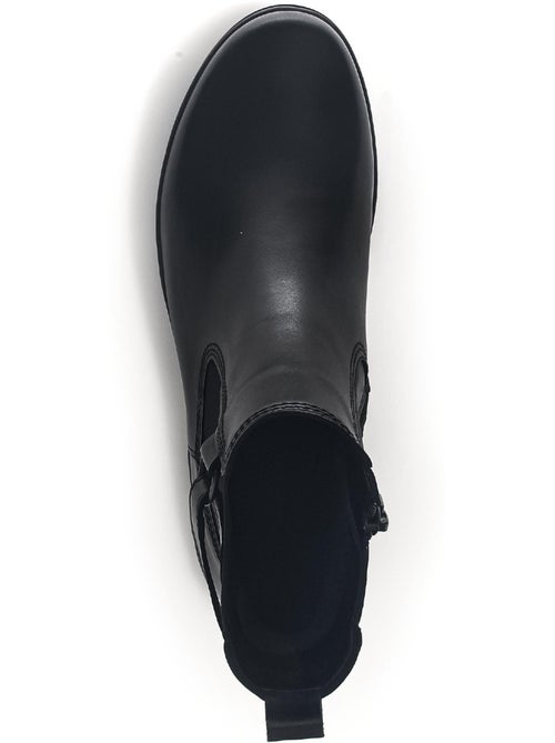 Bottines  en cuir lisse - Kiabi