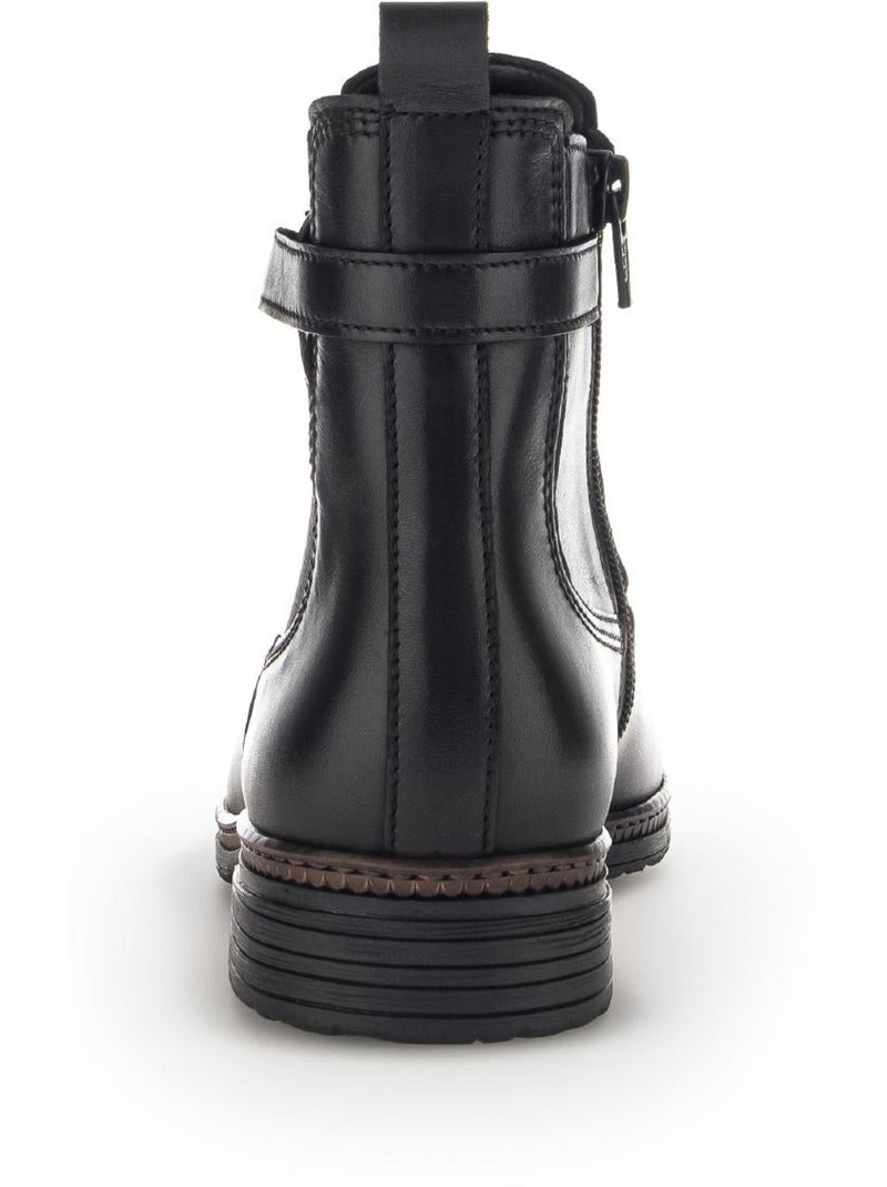 Bottines  en cuir lisse Noir - Kiabi