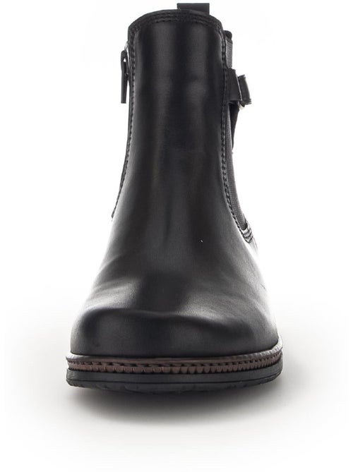 Bottines  en cuir lisse - Kiabi