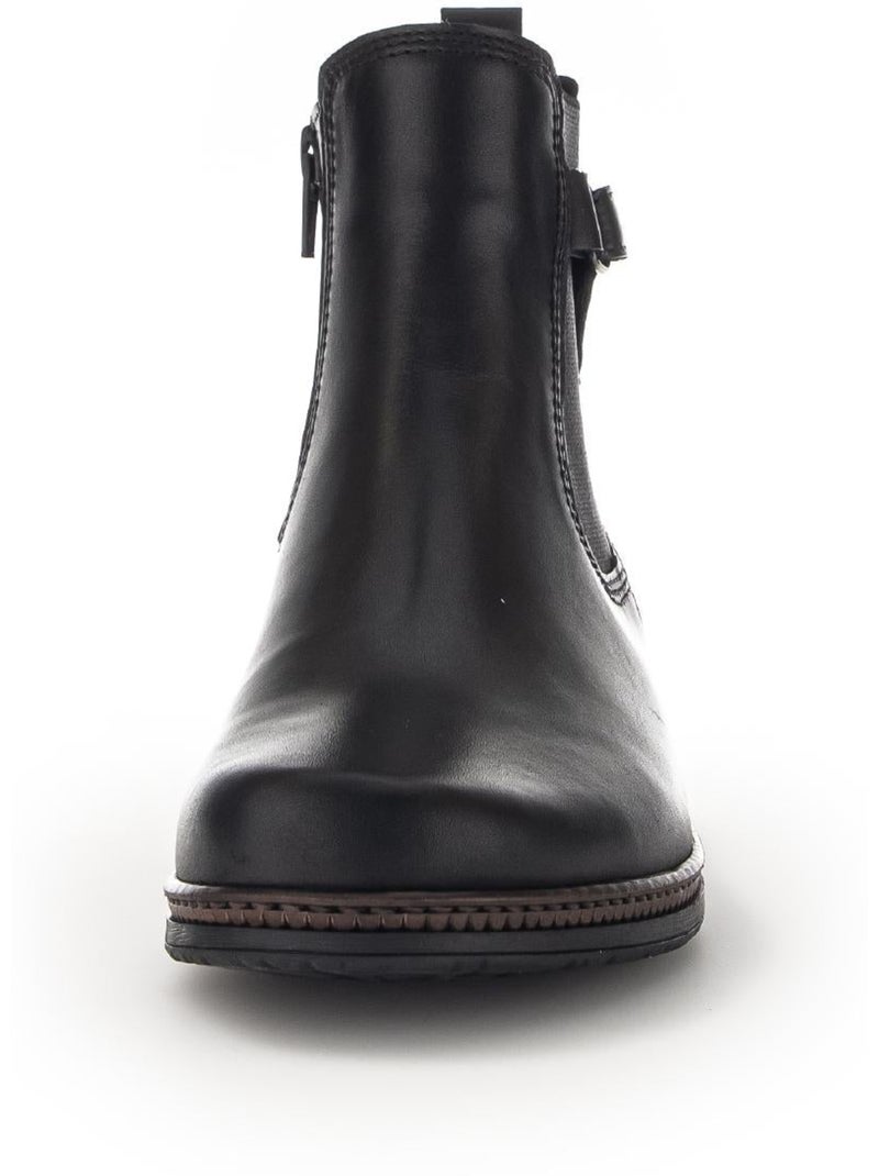 Bottines  en cuir lisse Noir - Kiabi