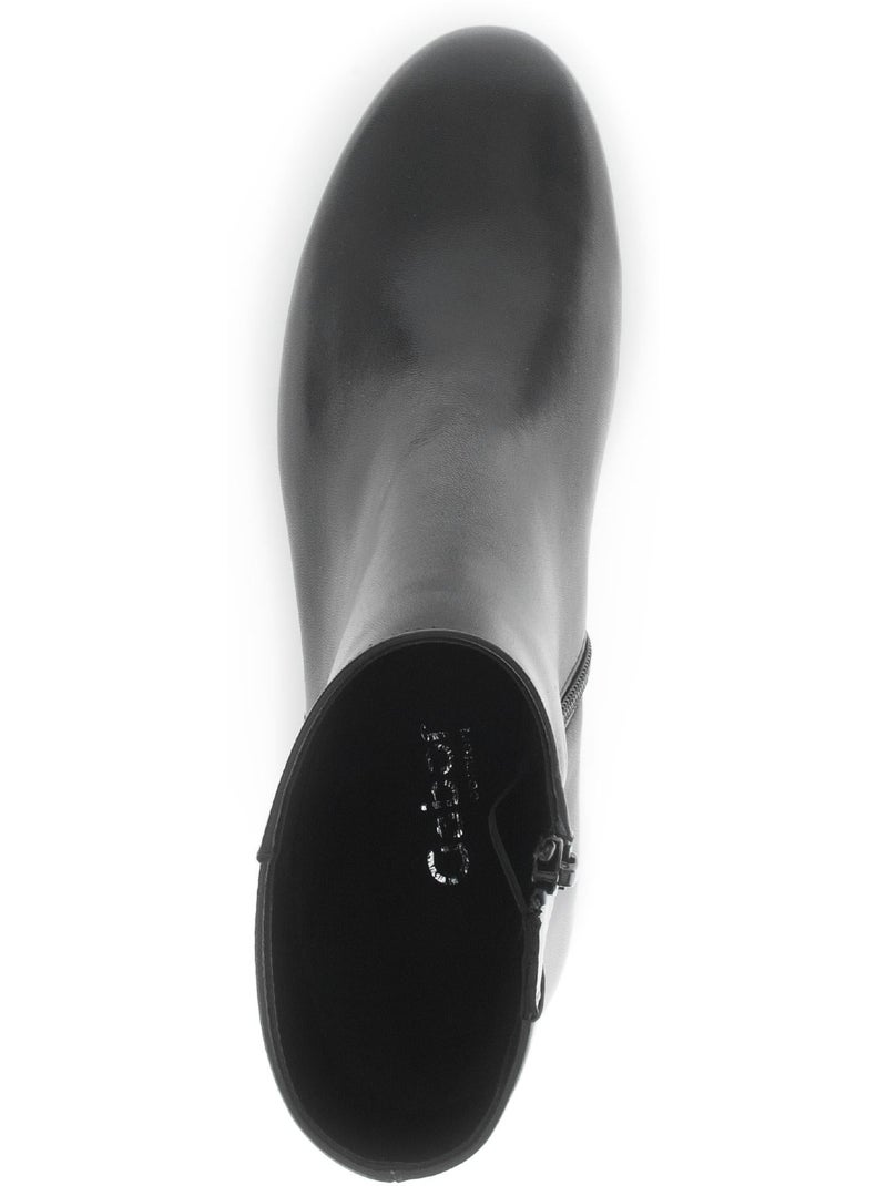 Bottines  en cuir lisse Noir - Kiabi