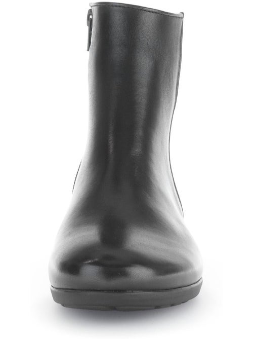 Bottines  en cuir lisse - Kiabi