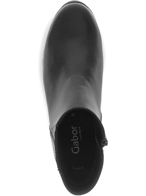 Bottines  en cuir lisse - Kiabi