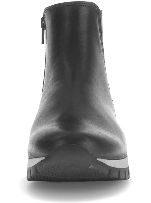 Bottines  en cuir lisse - Kiabi