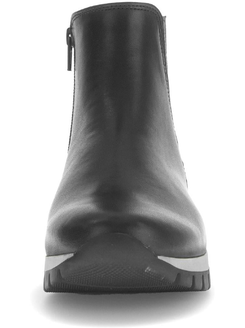Bottines  en cuir lisse Noir - Kiabi