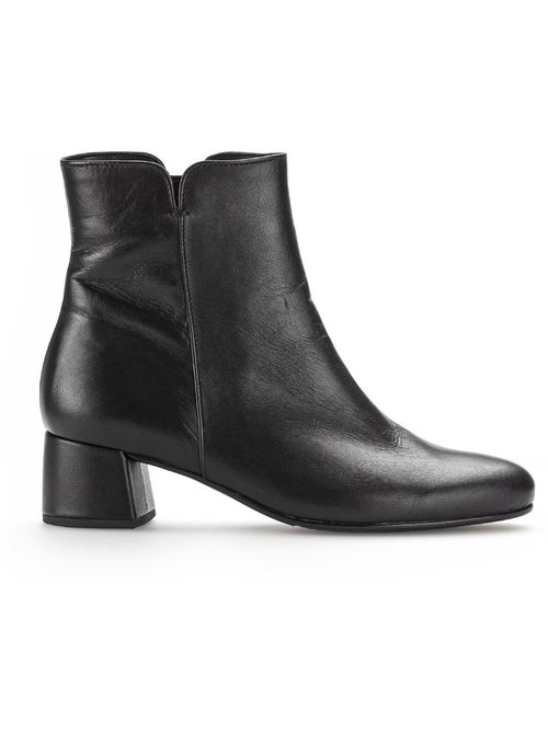 Bottines  en cuir lisse - Kiabi