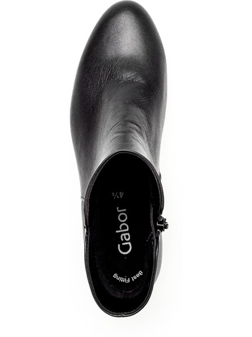 Bottines  en cuir lisse - Kiabi