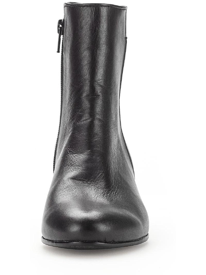 Bottines  en cuir lisse Noir - Kiabi