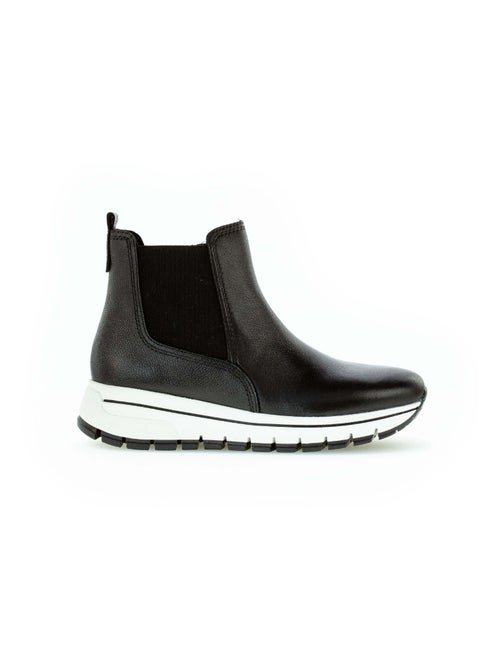 Bottines  en cuir lisse - Kiabi