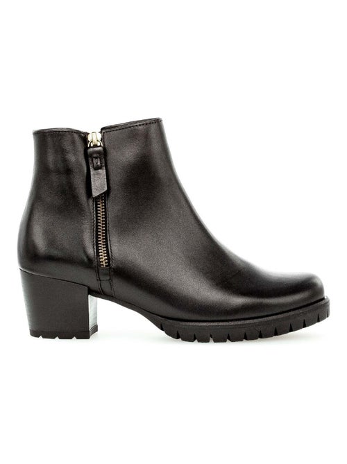 Bottines  en cuir lisse - Kiabi
