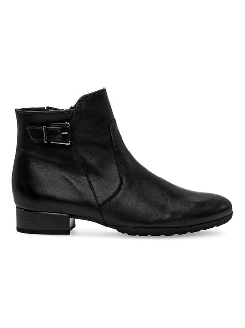 Bottines  en cuir lisse - Kiabi