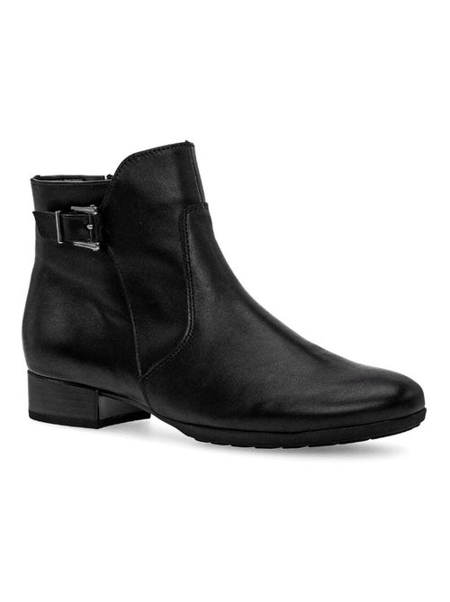 Bottines  en cuir lisse - Kiabi