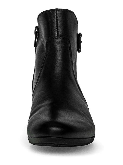 Bottines  en cuir lisse - Kiabi
