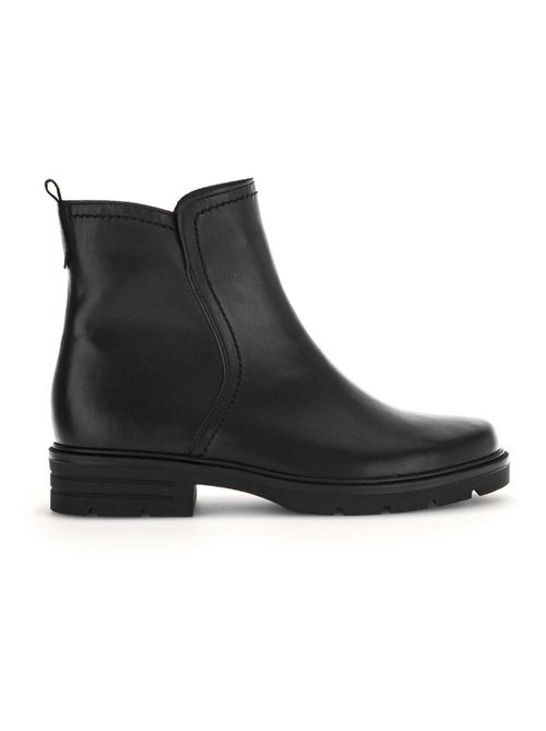 Bottines  en cuir lisse - Kiabi