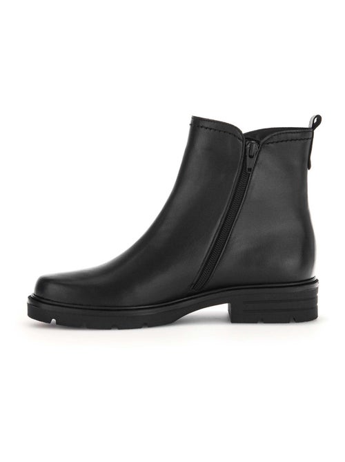 Bottines  en cuir lisse - Kiabi