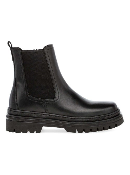 Bottines  en cuir lisse - Kiabi