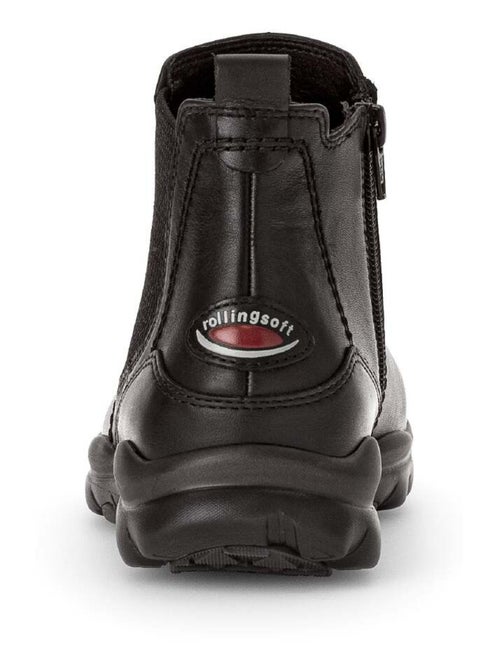 Bottines  en cuir lisse - Kiabi