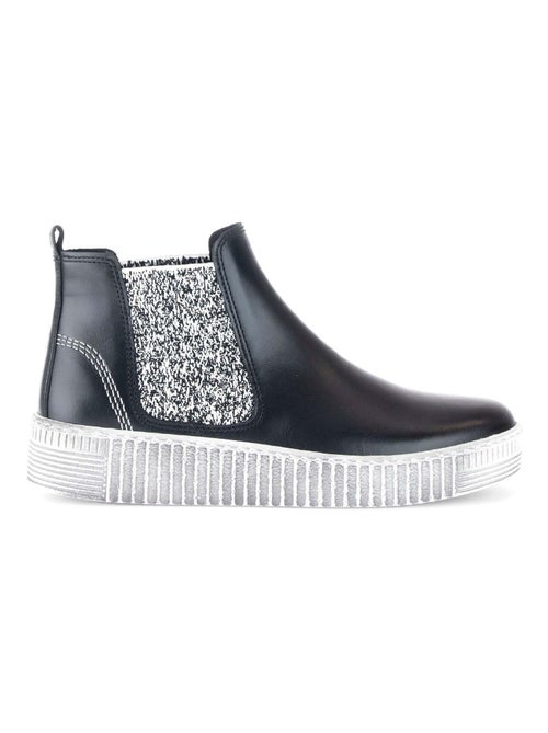 Bottines  en cuir lisse - Kiabi