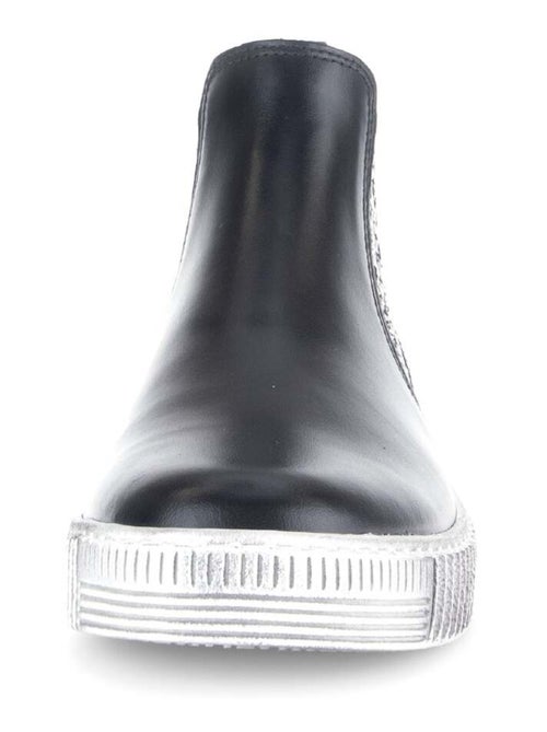 Bottines  en cuir lisse - Kiabi