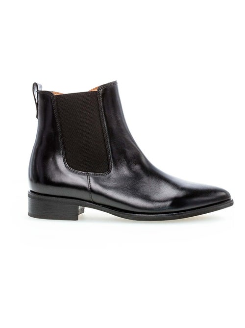 Bottines  en cuir lisse - Kiabi