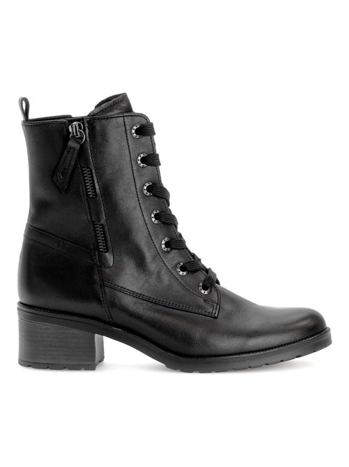 Bottines  en cuir lisse - Kiabi