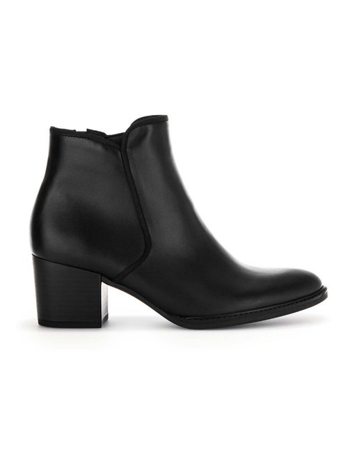 Bottines  en cuir lisse - Kiabi