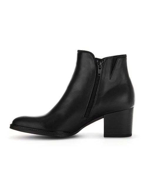 Bottines  en cuir lisse - Kiabi