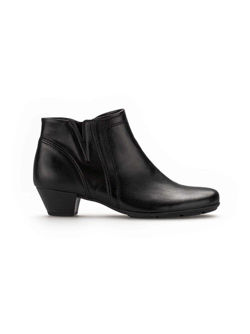 Bottines  en cuir lisse - Kiabi