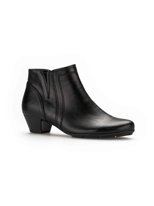 Bottines  en cuir lisse - Kiabi
