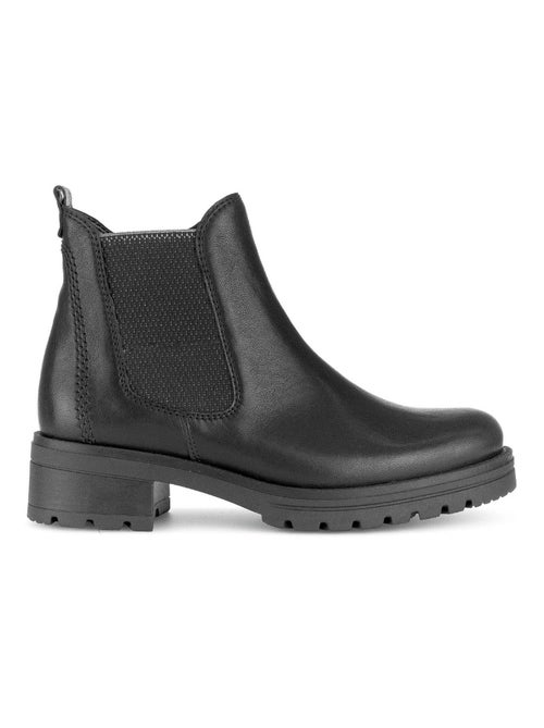 Bottines  en cuir lisse - Kiabi