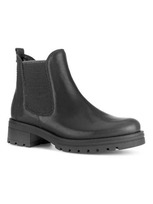 Bottines  en cuir lisse - Kiabi
