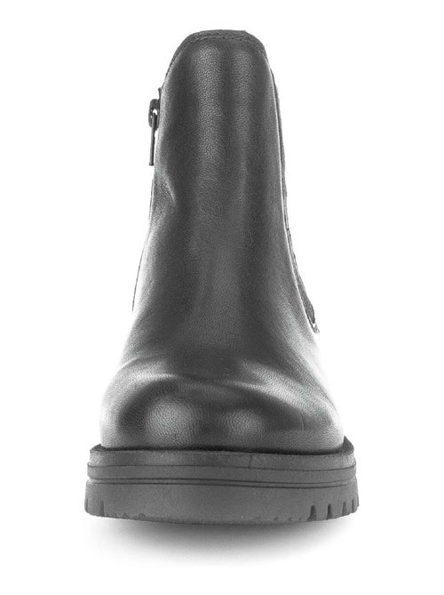 Bottines  en cuir lisse - Kiabi