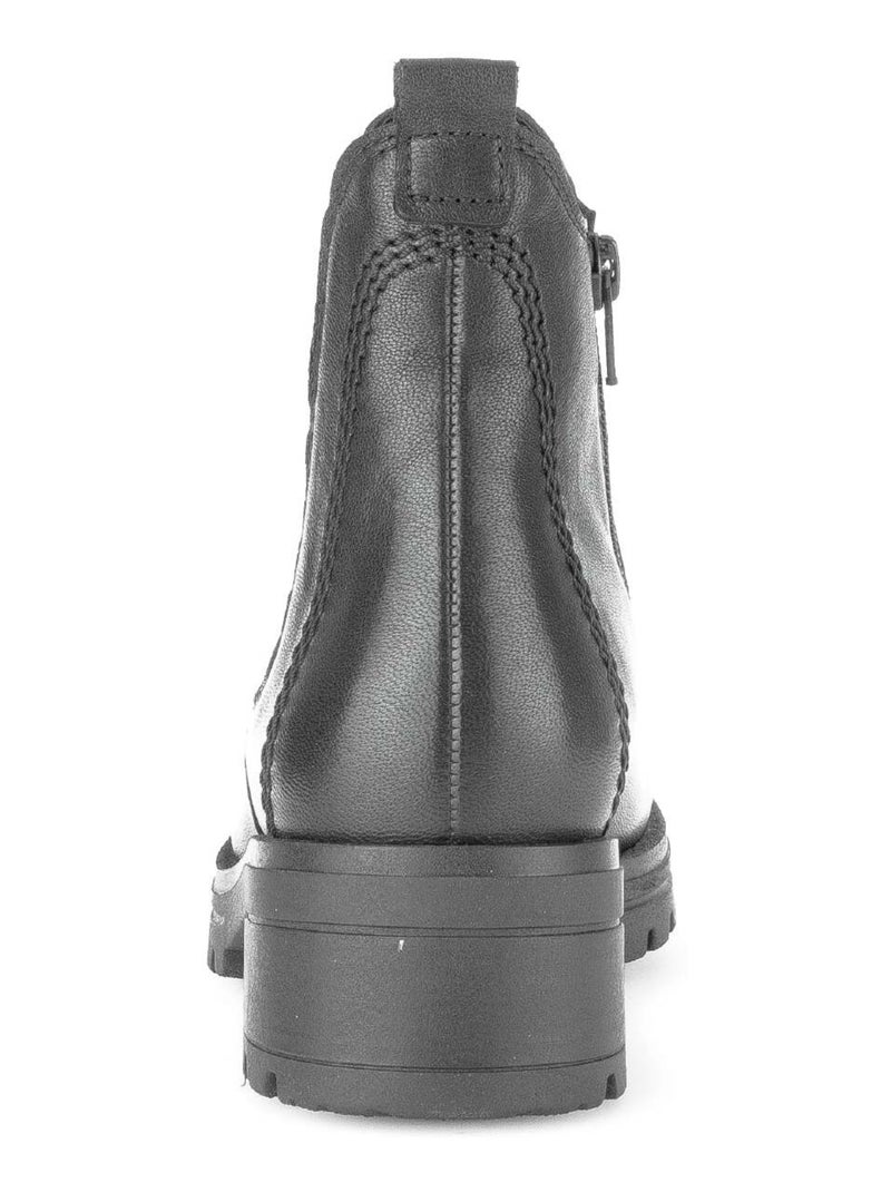 Bottines  en cuir lisse Noir Noir - Kiabi