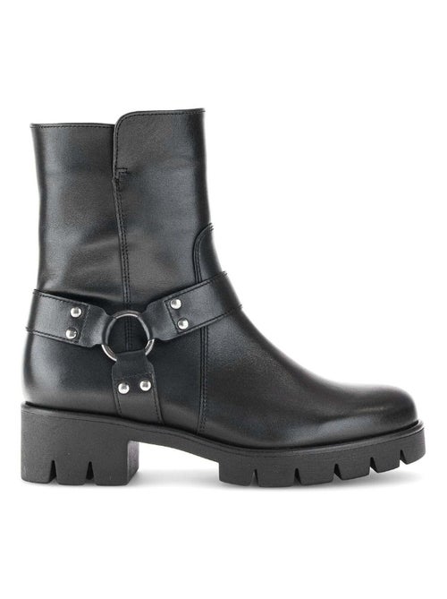 Bottines  en cuir lisse - Kiabi