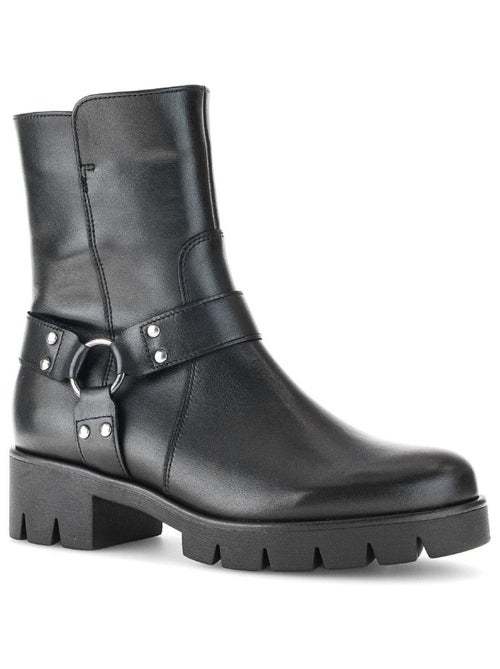 Bottines  en cuir lisse - Kiabi