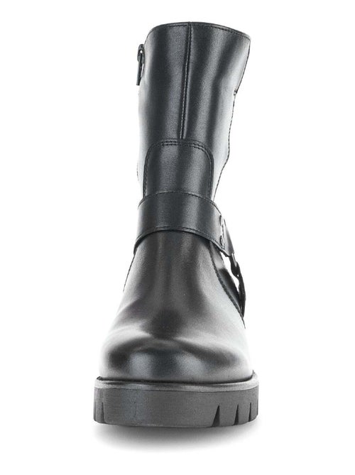 Bottines  en cuir lisse - Kiabi
