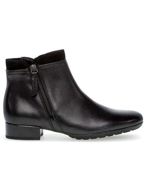Bottines  en cuir lisse - Kiabi