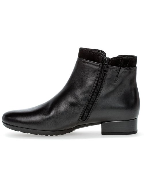 Bottines  en cuir lisse - Kiabi