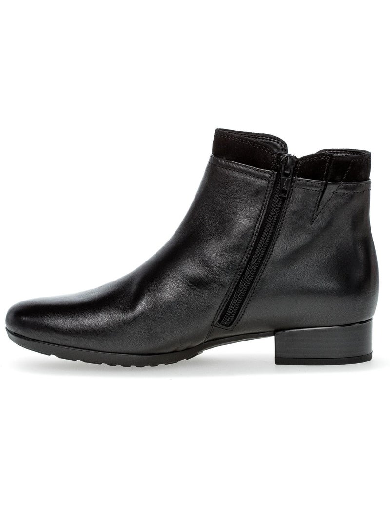 Bottines  en cuir lisse Noir Noir - Kiabi