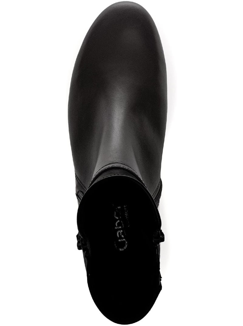 Bottines  en cuir lisse Noir Noir - Kiabi