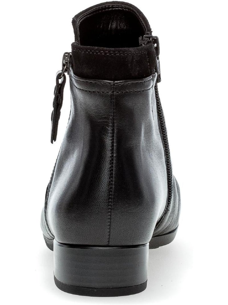 Bottines  en cuir lisse Noir Noir - Kiabi